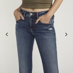 Silver Jeans Women's Faded Blue Boyfriend Jeans light distressing size 2